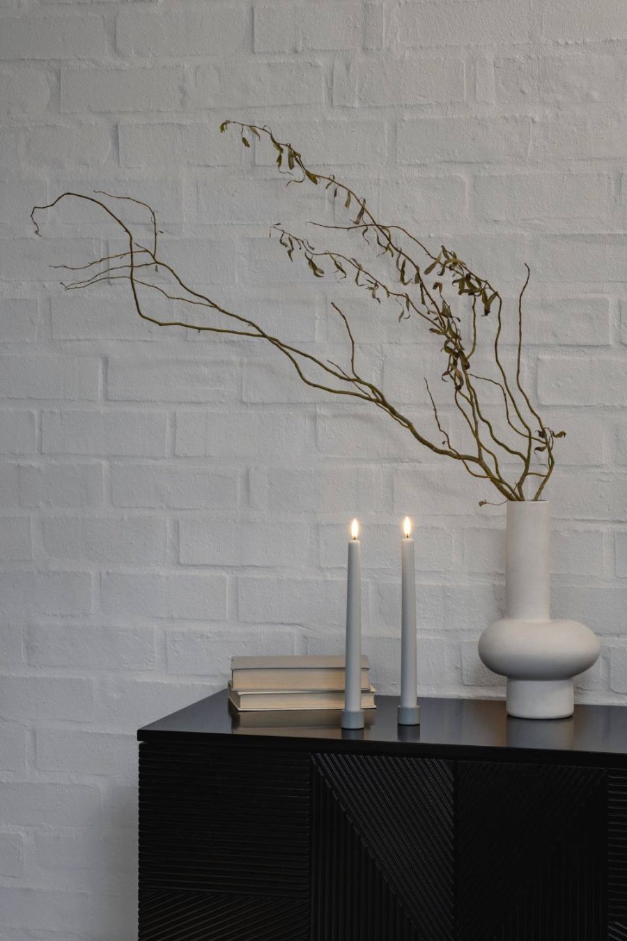 Uyuni Lighting Kronelys LED 2 stk. 2,3xH25 cm, Oyster Grey