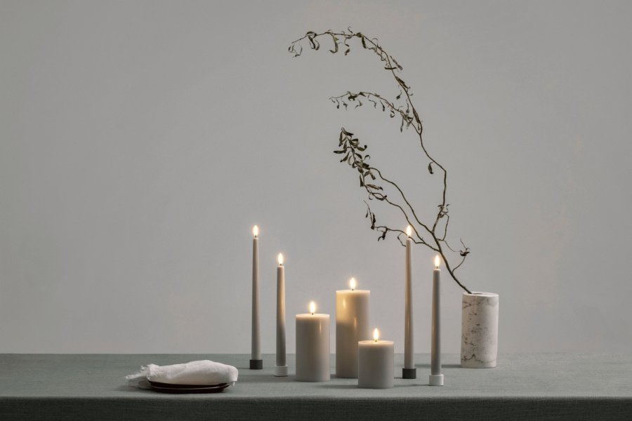 Uyuni Lighting Kronelys LED 2 stk. 2,3xH32 cm, Oyster Grey