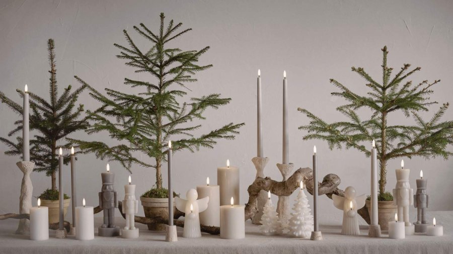 Uyuni Lighting Kronelys LED 2 stk. 2,3xH32 cm, Oyster Grey