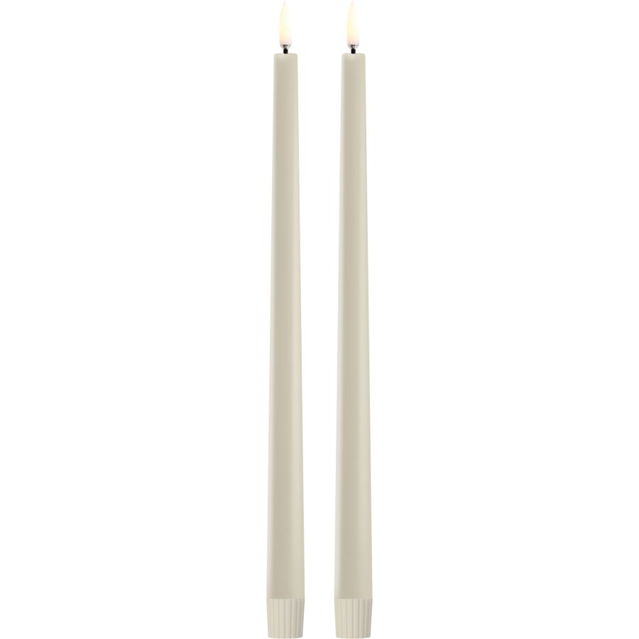 Uyuni Lighting Soft-fit Stabkerzen LED 2er Set Ø2,3x32 cm, Oyster Grey