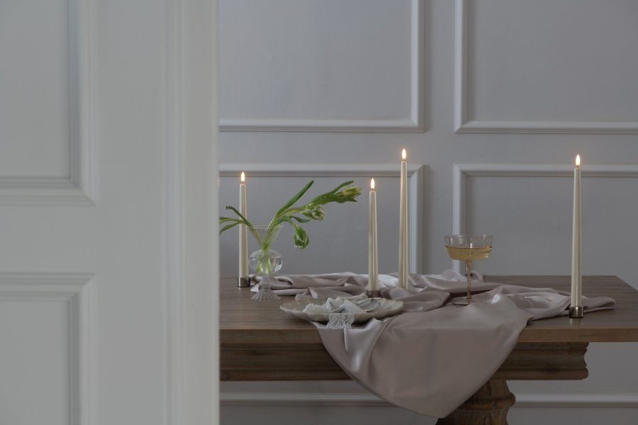 Uyuni Lighting Soft-fit Stabkerzen LED 2er Set Ø2,3xH25,2 cm, Pearl Ivory