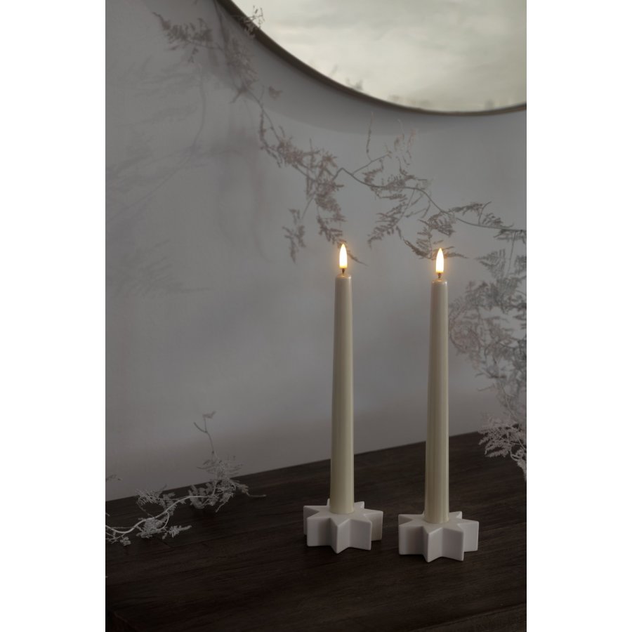 Uyuni Lighting Soft-fit Stabkerzen LED 2er Set Ø2,3xH25,2 cm, Pearl Ivory