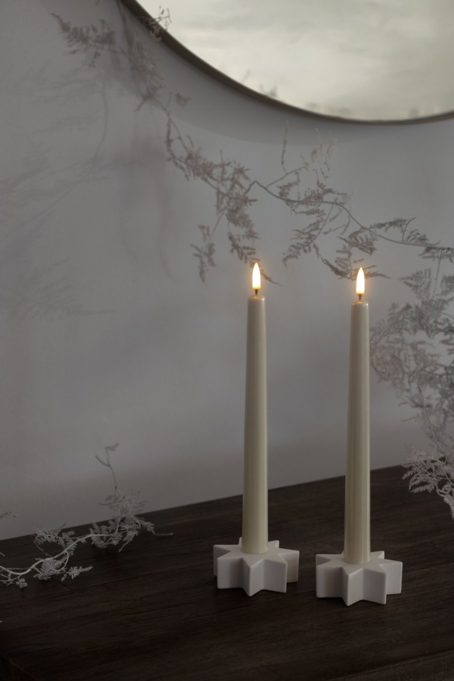 Uyuni Lighting Soft-fit Stabkerzen LED 2er Set Ø2,3xH25,2 cm, Pearl Ivory