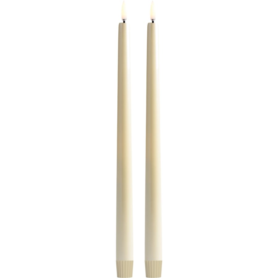 Uyuni Lighting Soft-fit Stabkerzen LED 2er Set Ø2,3xH32 cm, Elfenbein, Pearl Ivory