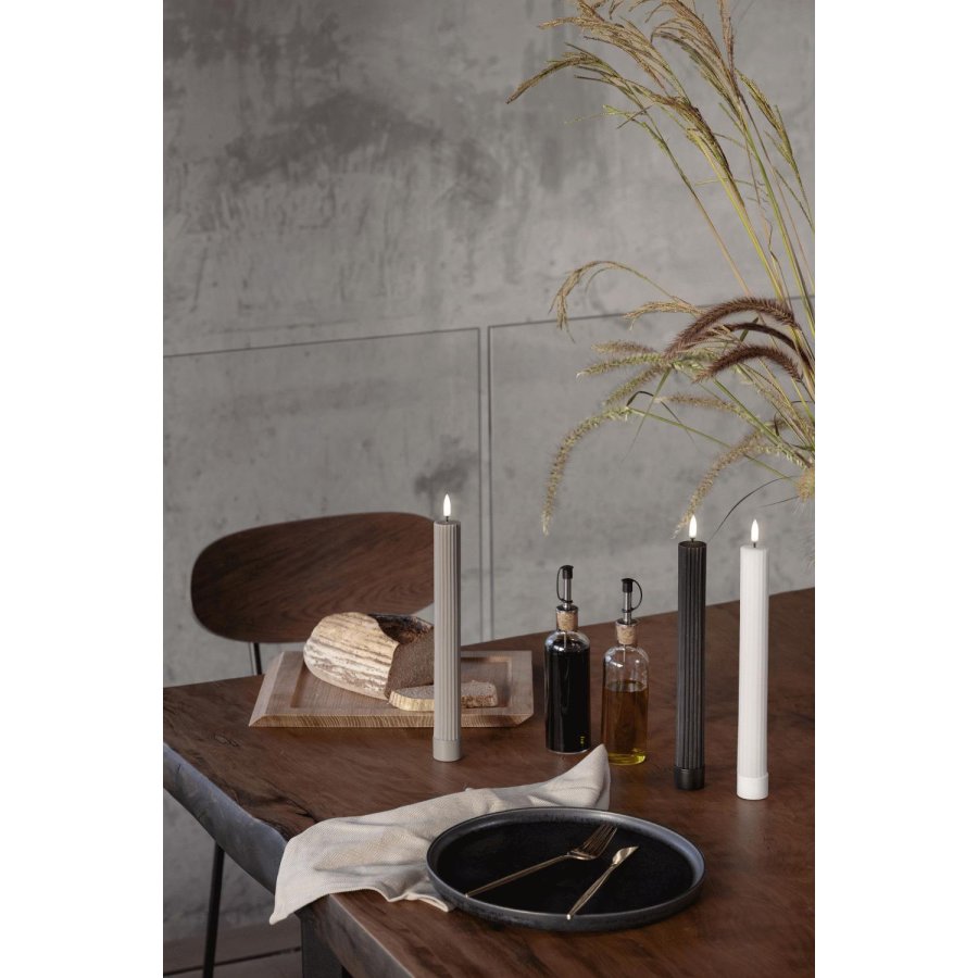 Uyuni Lighting Kronelys m. Riller LED 2 stk. 3,2xH25,5 cm, Sandstone