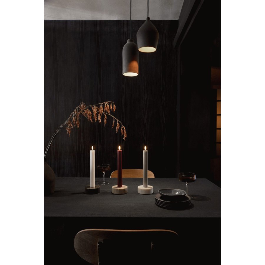 Uyuni Lighting Kronelys m. Riller LED 2 stk. 3,2xH25,5 cm, Sandstone