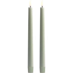 Uyuni Lighting Soft-fit Stabkerzen LED 2er Set Ø2,3xH25 cm, Sage Green
