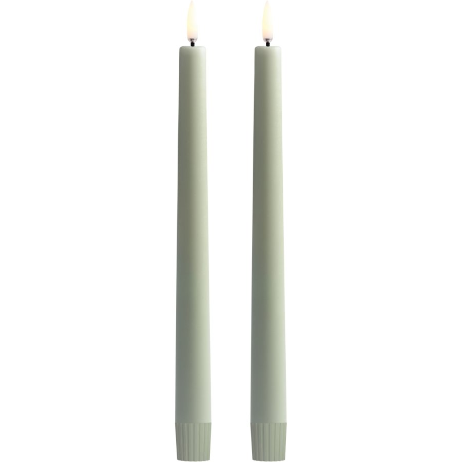 Uyuni Lighting Soft-fit Stabkerzen LED 2er Set Ø2,3xH25 cm, Sage Green
