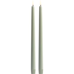 Uyuni Lighting Soft-fit Stabkerzen LED 2er Set Ø2,3xH32 cm, Elfenbein, Sage Green