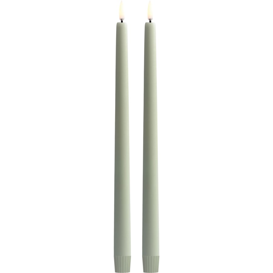 Uyuni Lighting Soft-fit Stabkerzen LED 2er Set Ø2,3xH32 cm, Elfenbein, Sage Green