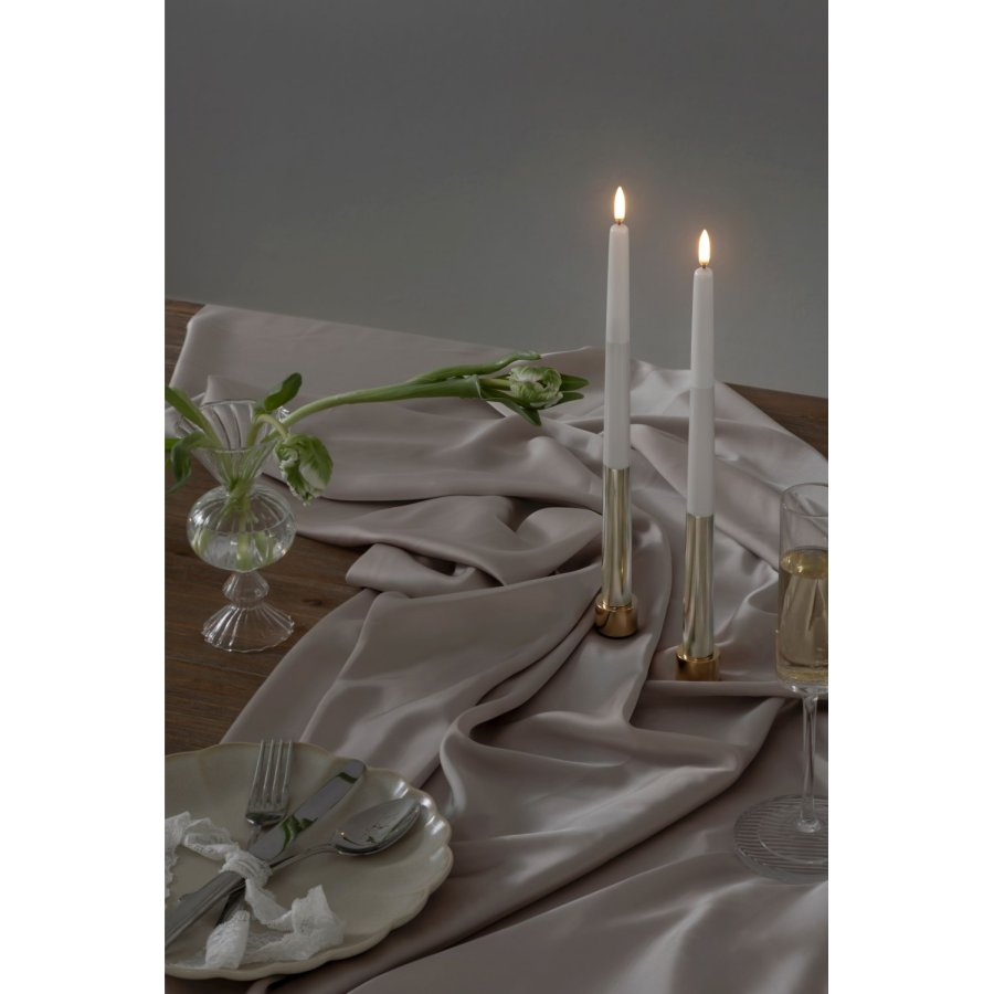 Uyuni Lighting Soft-fit Stabkerzen LED 2er Set Ø2,3xH32 cm, Elfenbein, Stripe Gold