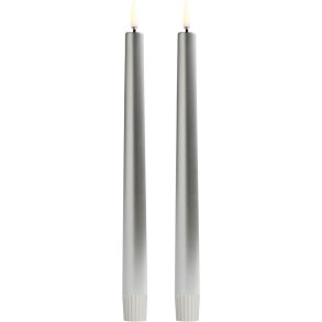 Uyuni Lighting Soft-fit Stabkerzen LED 2er Set Ø2,3xH25 cm, Silber