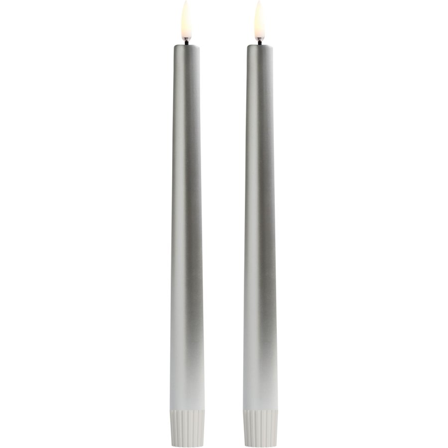 Uyuni Lighting Soft-fit Stabkerzen LED 2er Set Ø2,3xH25 cm, Silber