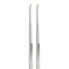 Uyuni Lighting Soft-fit Stabkerzen LED 2er Set Ø2,3xH32 cm, Stripe Pearl White