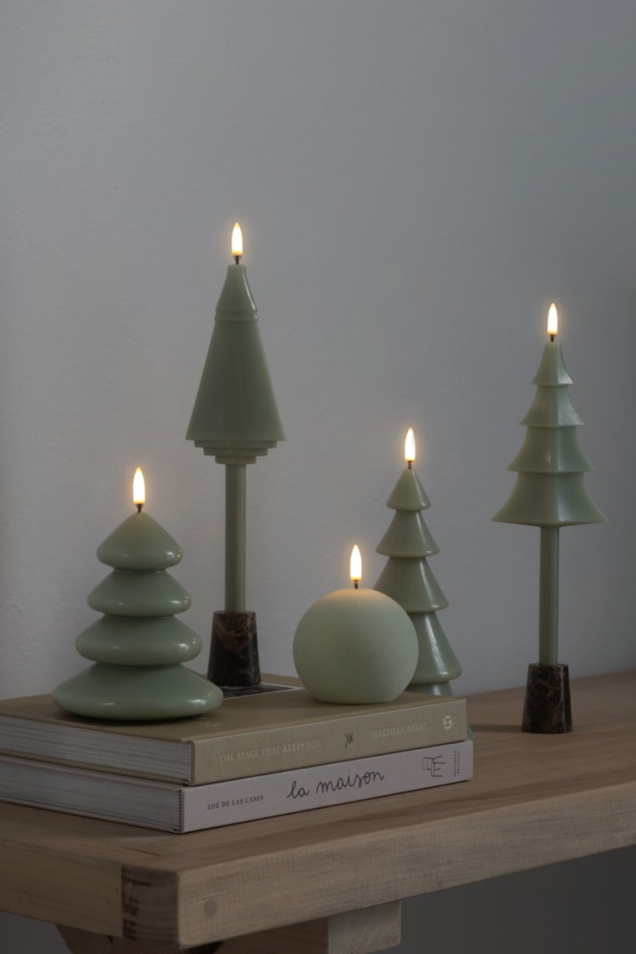 Uyuni Lighting Weihnachtsbaumkerze LED B9xØ1,3xH25 cm, Sage Green