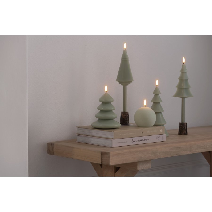 Uyuni Lighting Weihnachtsbaumkerze LED B7xØ1,3xH25 cm, Sage Green
