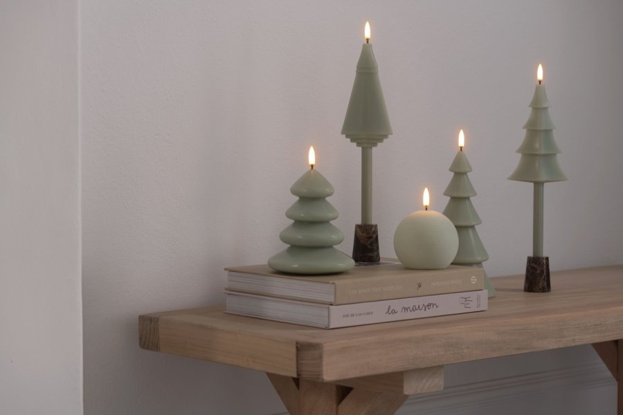 Uyuni Lighting Weihnachtsbaumkerze LED B7xØ1,3xH25 cm, Sage Green