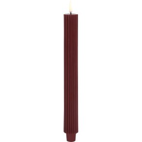 Uyuni Lighting Kronelys m. Riller LED 2 stk. 3,2xH25,5 cm, Wine Red