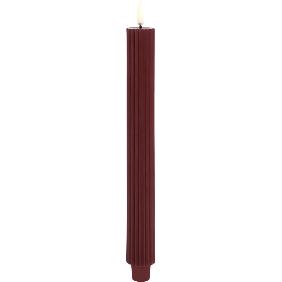 Uyuni Lighting Kronelys m. Riller LED 2 stk. 3,2xH25cm, Wine Red