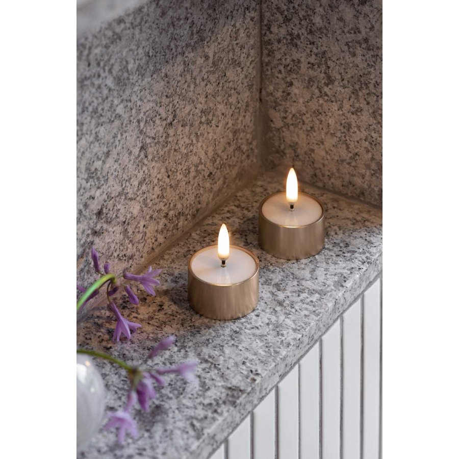 Uyuni Lighting Fyrfadslys m. Smelteeffekt LED 2 stk. �4,1xH2,3 cm, Messingfinish