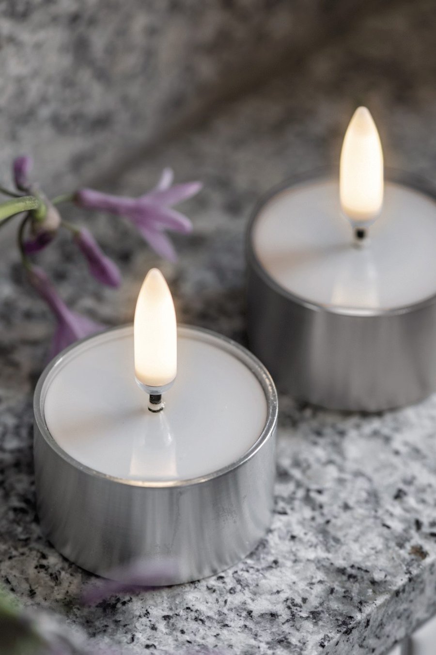 Uyuni Lighting Fyrfadslys m. Smelteeffekt LED 2 stk. �4,1xH2,3 cm, S�lvfinish