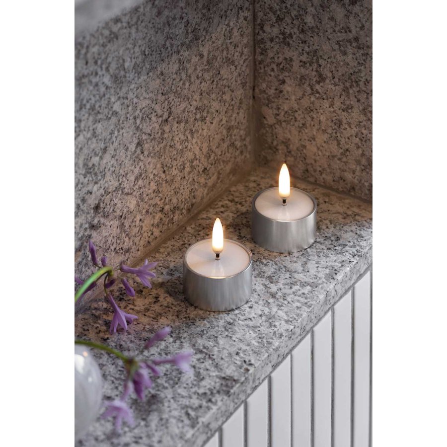 Uyuni Lighting Fyrfadslys m. Smelteeffekt LED 2 stk. �4,1xH2,3 cm, S�lvfinish