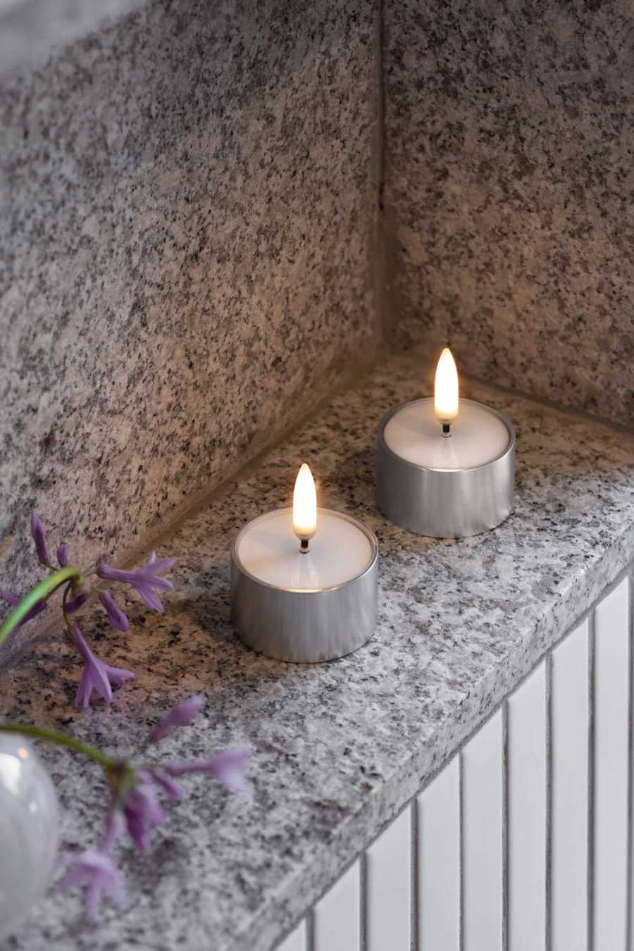 Uyuni Lighting Fyrfadslys m. Smelteeffekt LED 2 stk. �4,1xH2,3 cm, S�lvfinish