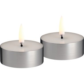 Uyuni Lighting Teelicht mit Schmelzeffekt LED 2er Set Ø6,3/H2,5 cm, Silber