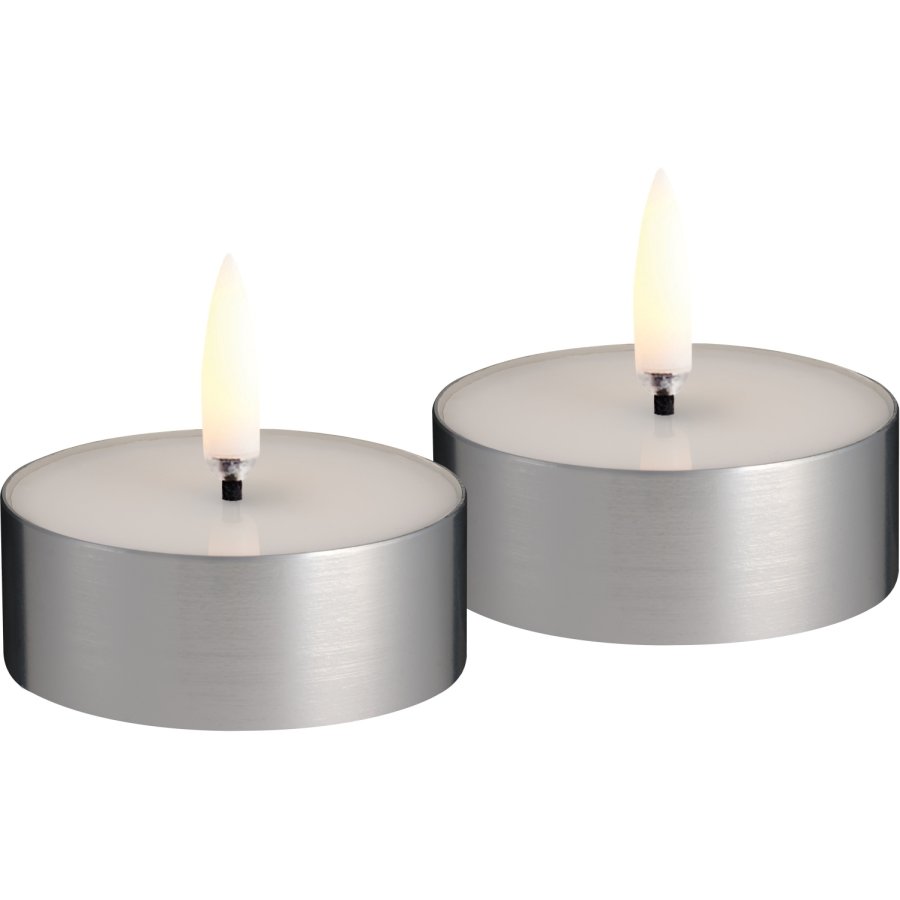 Uyuni Lighting Teelicht mit Schmelzeffekt LED 2er Set Ø6,3/H2,5 cm, Silber