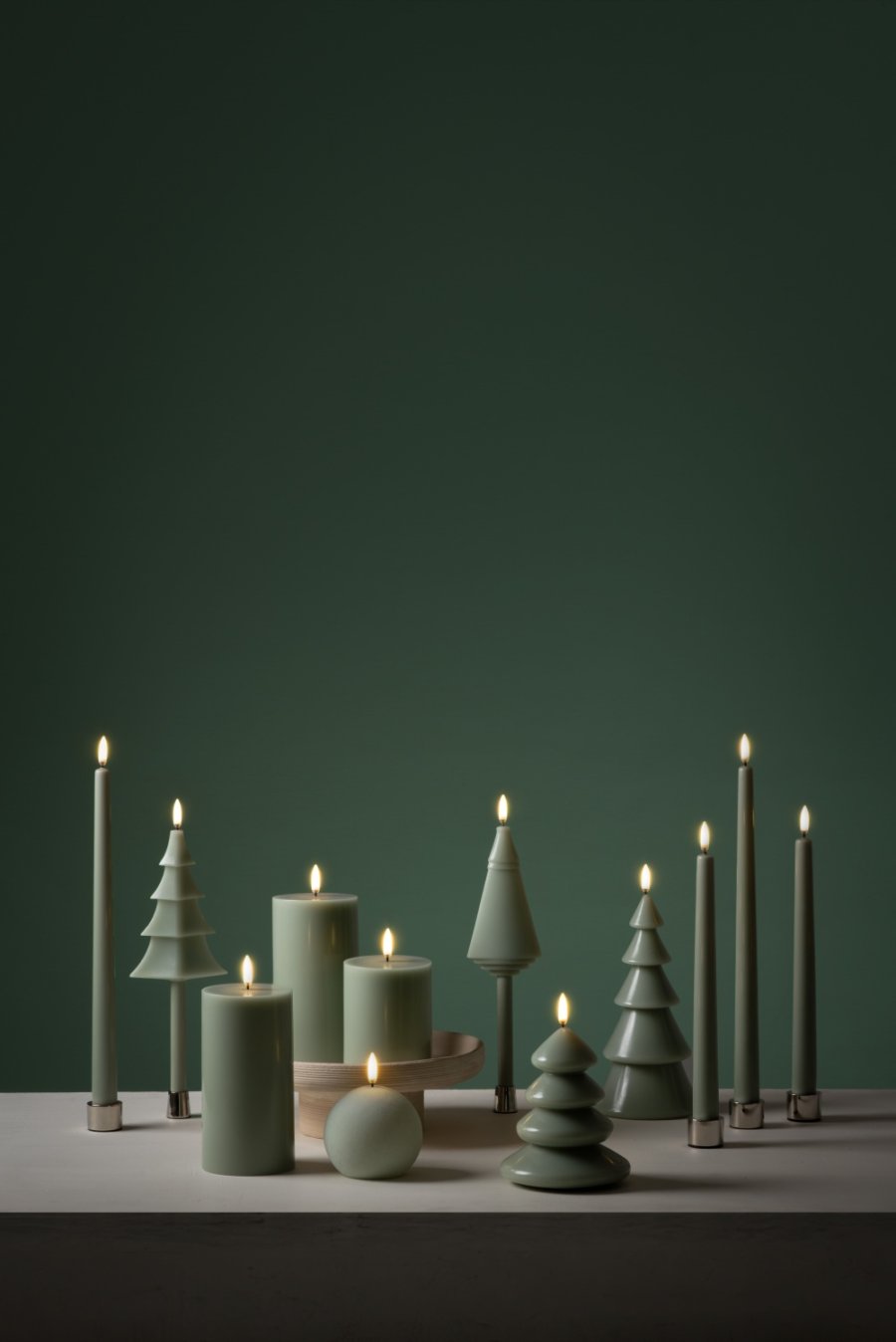Uyuni Lighting Weihnachtsbaumkerze LED Ø11x13 cm, Sage Green