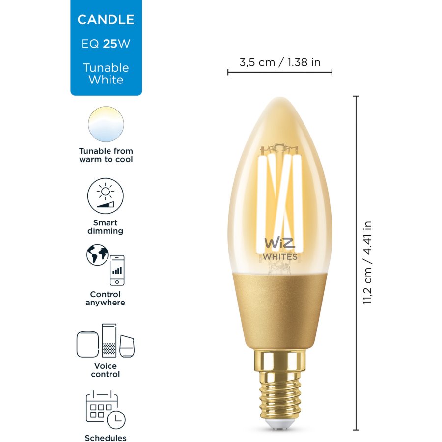 WIZ Justerbar C35 Wi-Fi LED Pre E14 25W, Amber