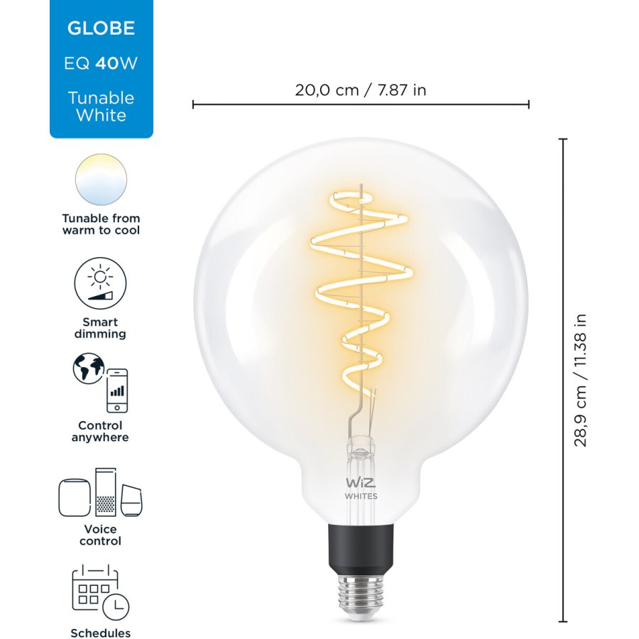 WIZ Justerbar G200 Wi-Fi LED Pre E27 40W, Klar