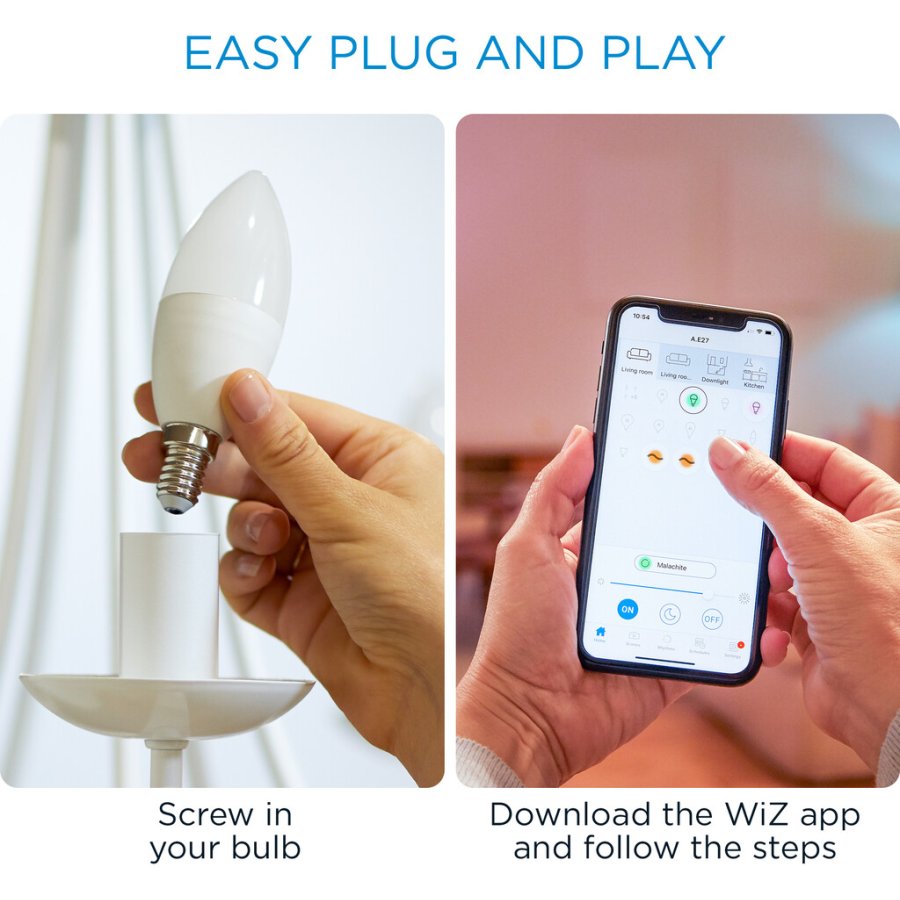 WIZ Dmpbar C37 Wi-Fi LED Pre E14 40W, Hvid