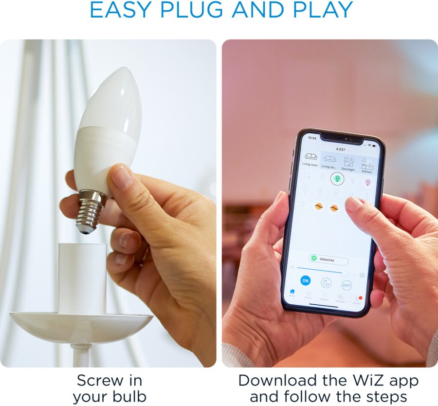 WIZ Dmpbar C37 Wi-Fi LED Pre E14 40W, Hvid