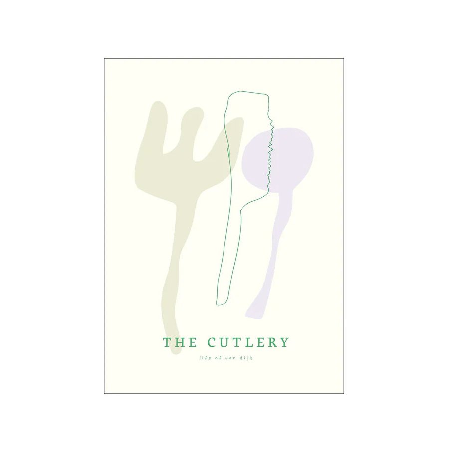 Poster & Frame Life of van Dijk Poster TheCutlery A3, Soft Green