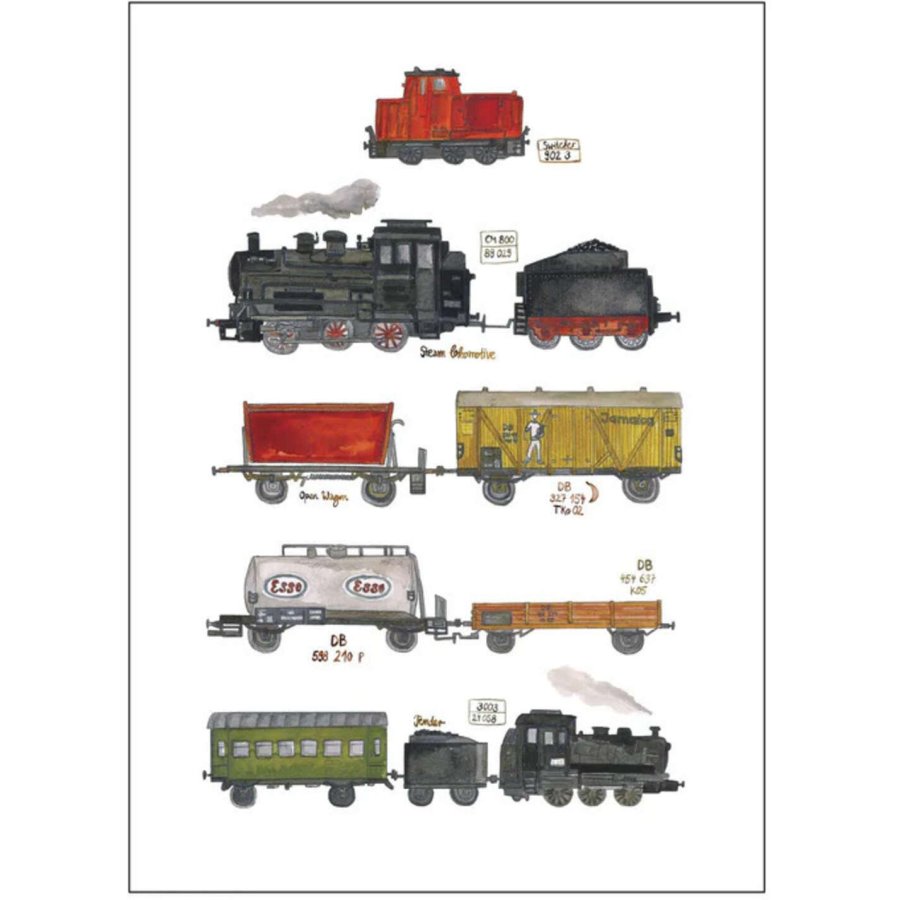 Poster & Frame Tiny Goods Plakat Trains 50x70 cm