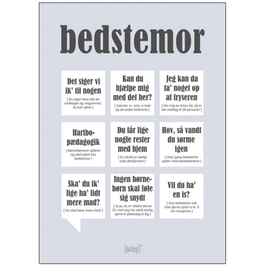 Dialgt Plakat Bedstemor 50x70 cm, Gr