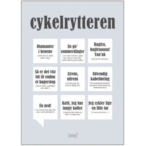 Dialægt Plakat Cykelrytteren A3, Grå