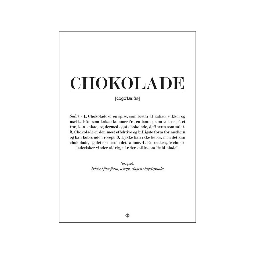 Citatplakat Chokolade Definition 70x100 cm