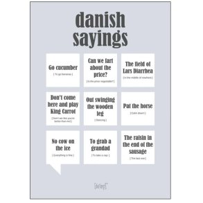 Dialægt Plakat Danish Sayings A3, Grå
