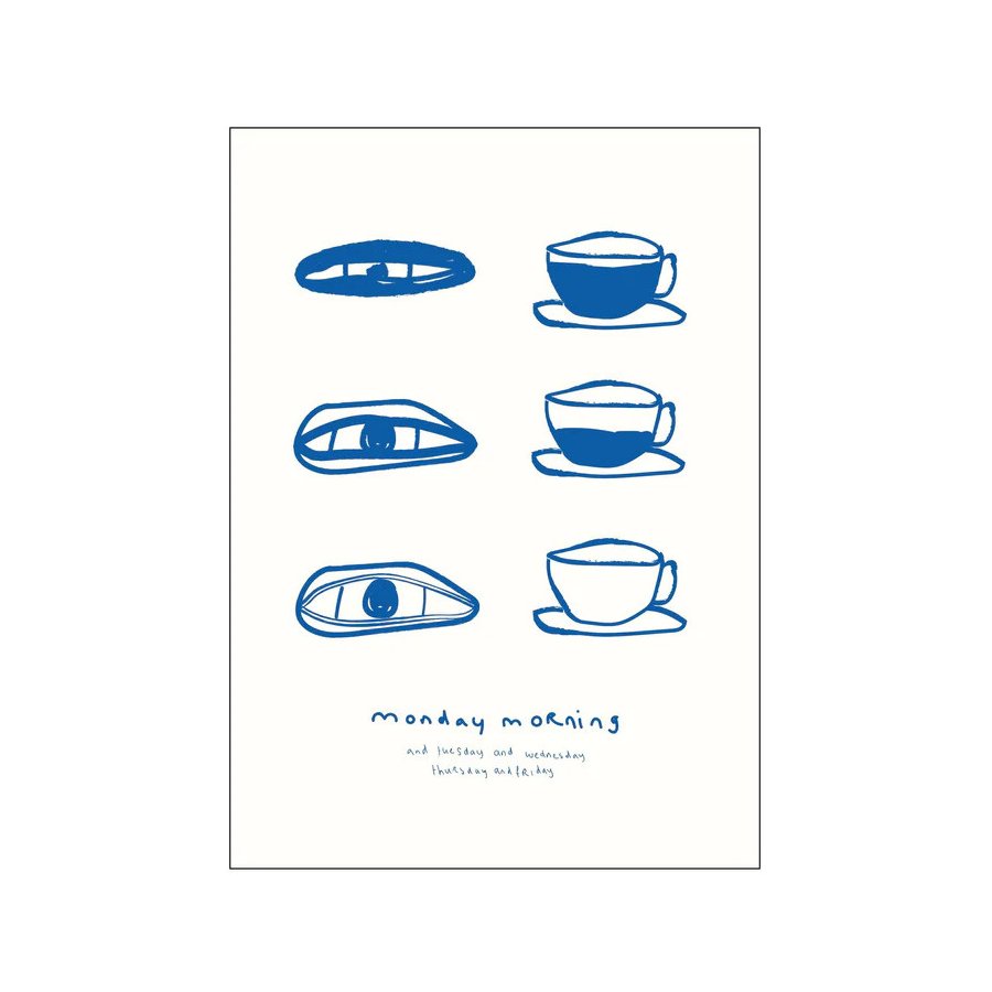 Poster & Frame Life of van Dijk Mondaymorning Poster 50x70 cm, Offwhite/Blue