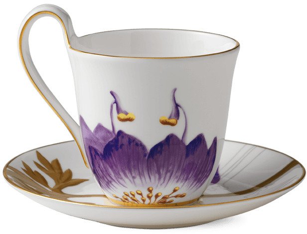 Royal Copenhagen Flora Hochhenkeltasse m. Untertasse 27 cl, Stiefmütterchen