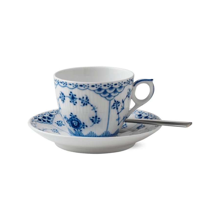 Royal Copenhagen Musselmalet Halbspitze Tasse m. Untertasse 17 cl
