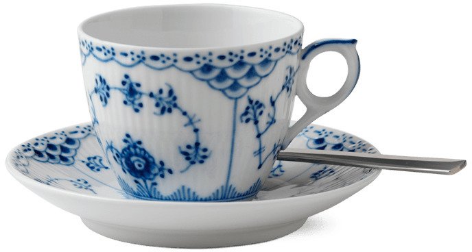 Royal Copenhagen Musselmalet Halbspitze Tasse m. Untertasse 17 cl