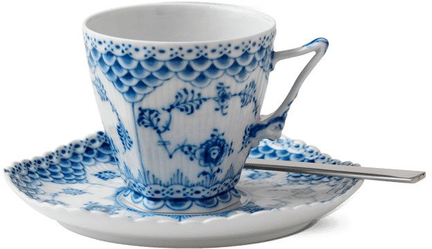 Royal Copenhagen Musselmalet Vollspitze Tasse mit Untertasse 14 cl