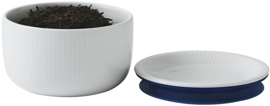 Royal Copenhagen Hvid Riflet Opbevaringskrukke 33 cl