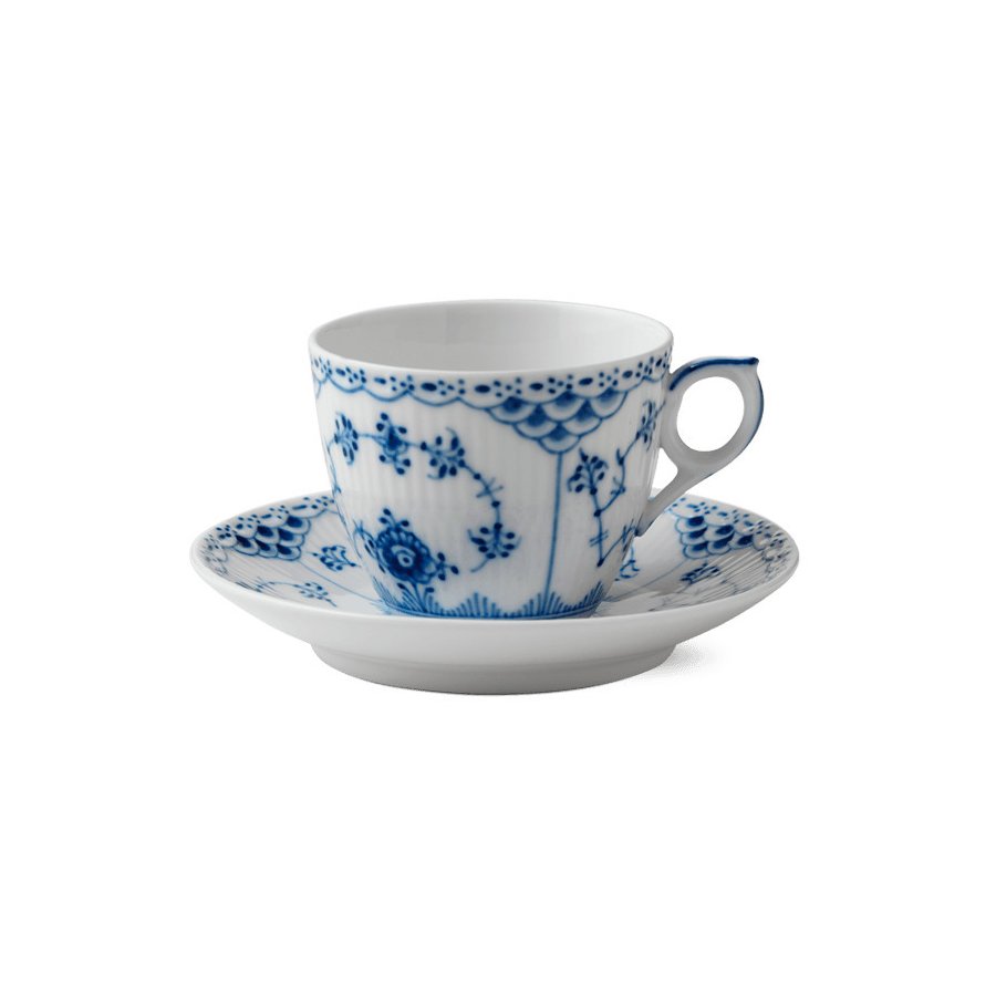 Royal Copenhagen Musselmalet Halbspitze Tasse m. Untertasse 17 cl