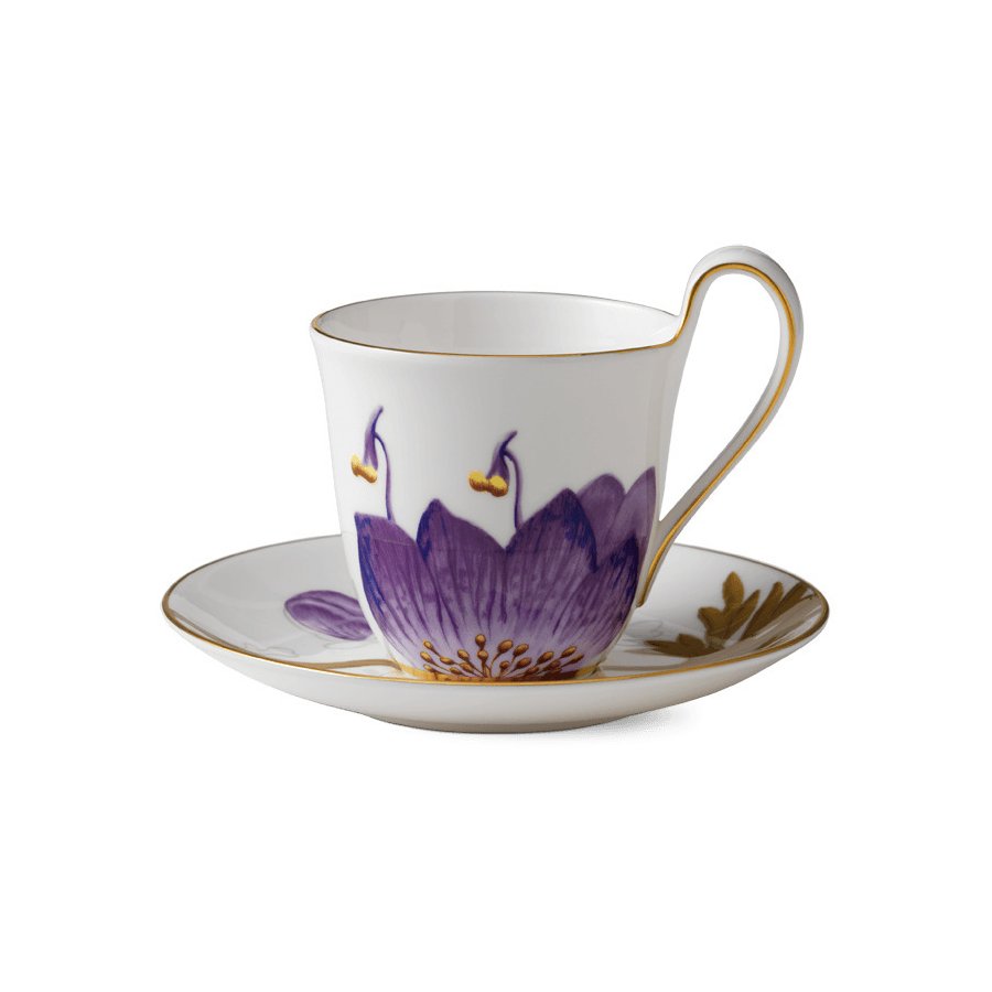 Royal Copenhagen Flora Hochhenkeltasse m. Untertasse 27 cl, Stiefmütterchen