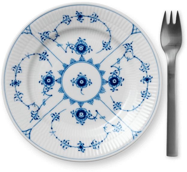 Royal Copenhagen Musselmalet Riflet Tallerken 17 cm