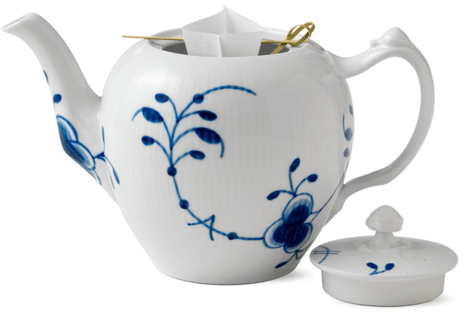 Royal Copenhagen Mega Blau Gerippt Teekanne 1 L